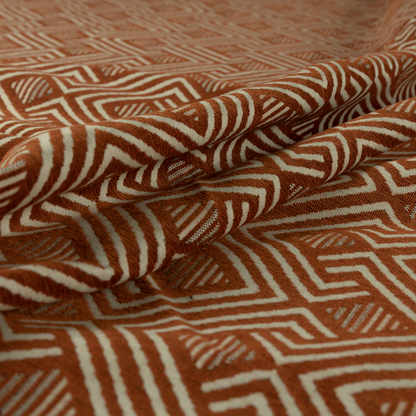 Erina Geometric Patterned Weave Orange Colour Upholstery Fabric CTR-2502 - Made To Measure Curtains