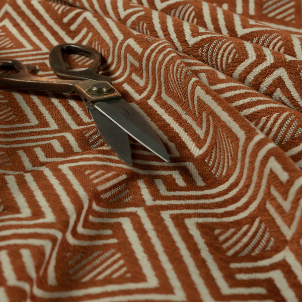 Erina Geometric Patterned Weave Orange Colour Upholstery Fabric CTR-2502 - Made To Measure Curtains