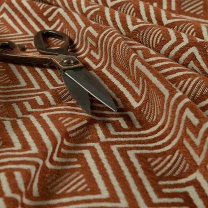 Erina Geometric Patterned Weave Orange Colour Upholstery Fabric CTR-2502 - Made To Measure Curtains