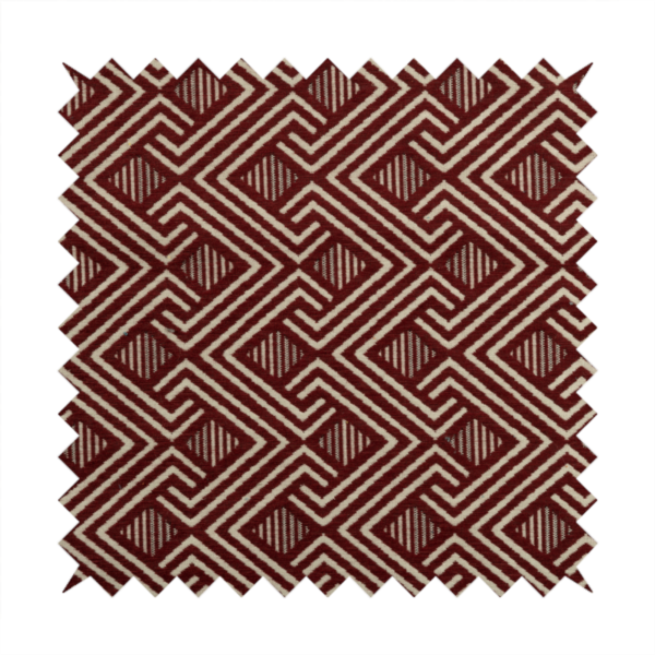 Erina Geometric Patterned Weave Red Colour Upholstery Fabric CTR-2504 - Roman Blinds