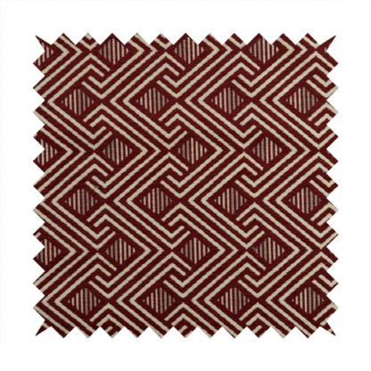 Erina Geometric Patterned Weave Red Colour Upholstery Fabric CTR-2504 - Roman Blinds