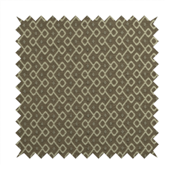 Erum Geometric Patterned Weave Brown Colour Upholstery Fabric CTR-2505