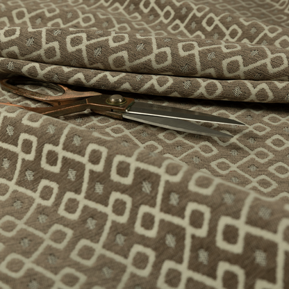 Erum Geometric Patterned Weave Brown Colour Upholstery Fabric CTR-2505 - Made To Measure Curtains