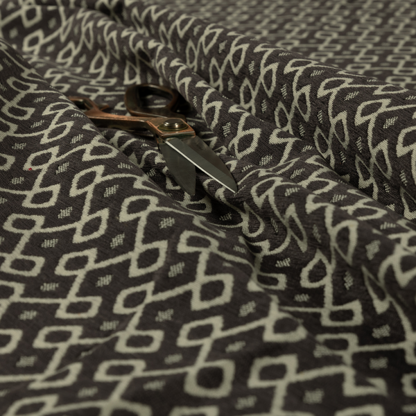 Erum Geometric Patterned Weave Grey Colour Upholstery Fabric CTR-2506 - Made To Measure Curtains