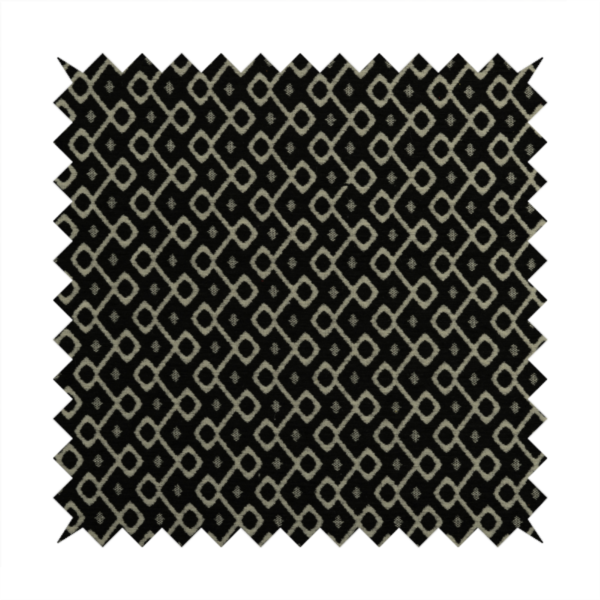 Erum Geometric Patterned Weave Black Colour Upholstery Fabric CTR-2507 - Made To Measure Curtains