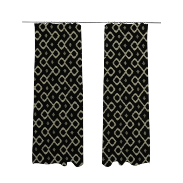 Erum Geometric Patterned Weave Black Colour Upholstery Fabric CTR-2507 - Made To Measure Curtains