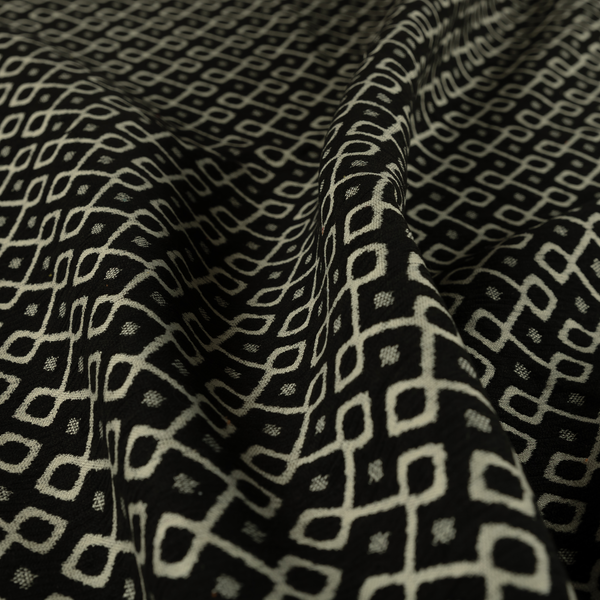 Erum Geometric Patterned Weave Black Colour Upholstery Fabric CTR-2507 - Made To Measure Curtains