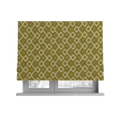 Erum Geometric Patterned Weave Yellow Colour Upholstery Fabric CTR-2508 - Roman Blinds
