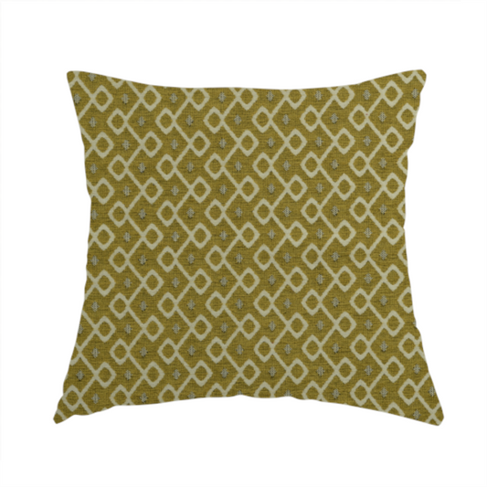 Erum Geometric Patterned Weave Yellow Colour Upholstery Fabric CTR-2508 - Handmade Cushions