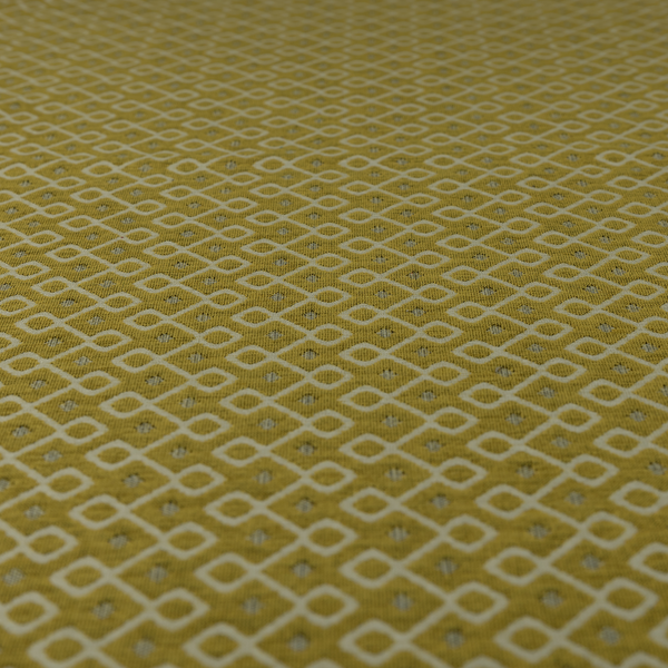 Erum Geometric Patterned Weave Yellow Colour Upholstery Fabric CTR-2508