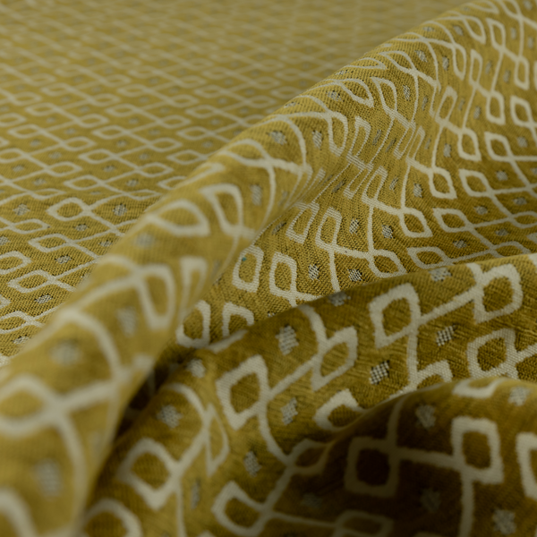 Erum Geometric Patterned Weave Yellow Colour Upholstery Fabric CTR-2508 - Made To Measure Curtains