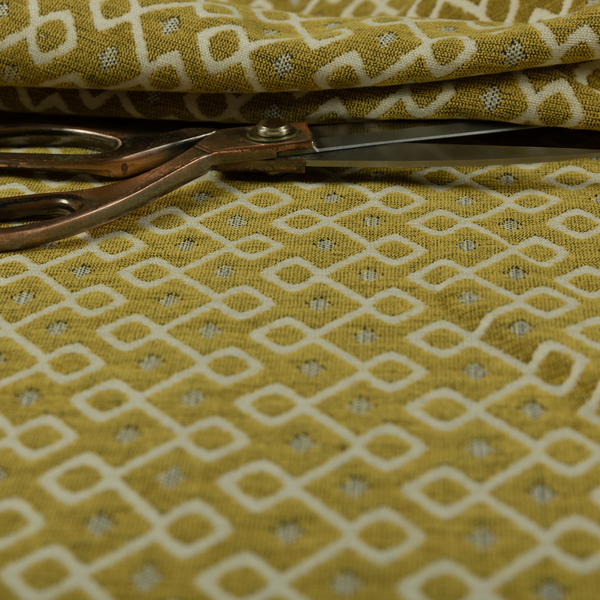 Erum Geometric Patterned Weave Yellow Colour Upholstery Fabric CTR-2508 - Roman Blinds