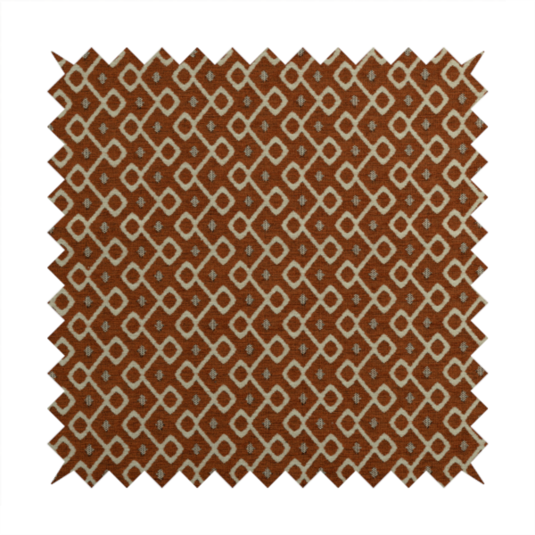 Erum Geometric Patterned Weave Orange Colour Upholstery Fabric CTR-2509