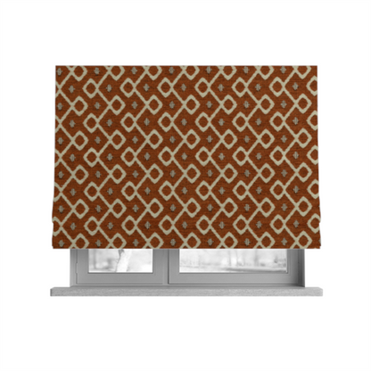 Erum Geometric Patterned Weave Orange Colour Upholstery Fabric CTR-2509 - Roman Blinds