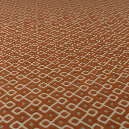 Erum Geometric Patterned Weave Orange Colour Upholstery Fabric CTR-2509 - Roman Blinds