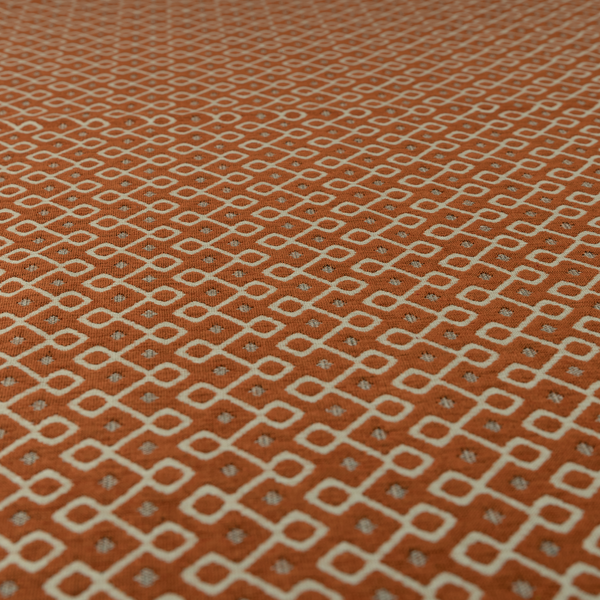 Erum Geometric Patterned Weave Orange Colour Upholstery Fabric CTR-2509