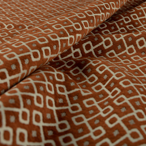 Erum Geometric Patterned Weave Orange Colour Upholstery Fabric CTR-2509 - Made To Measure Curtains