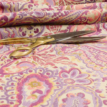 Colarto Collection Purple Lilac Colour In Paisley Pattern Chenille Furnishing Fabric CTR-251 - Roman Blinds