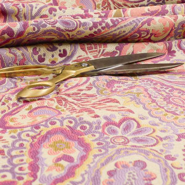 Colarto Collection Purple Lilac Colour In Paisley Pattern Chenille Furnishing Fabric CTR-251 - Made To Measure Curtains