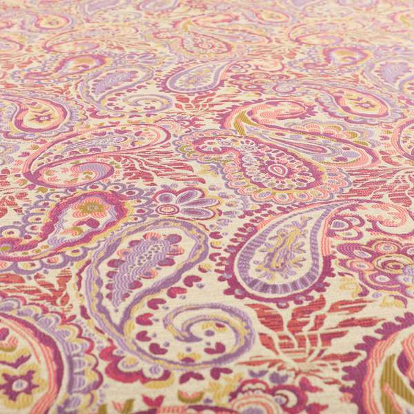 Colarto Collection Purple Lilac Colour In Paisley Pattern Chenille Furnishing Fabric CTR-251