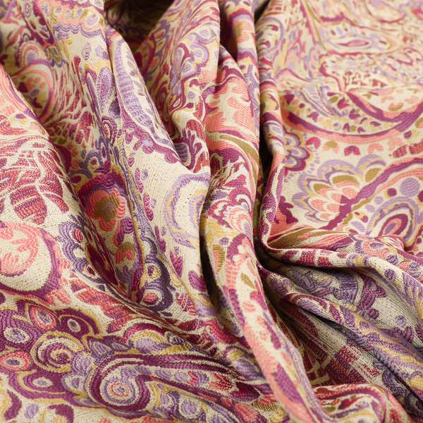 Colarto Collection Purple Lilac Colour In Paisley Pattern Chenille Furnishing Fabric CTR-251 - Handmade Cushions