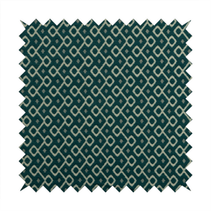 Erum Geometric Patterned Weave Blue Teal Colour Upholstery Fabric CTR-2510