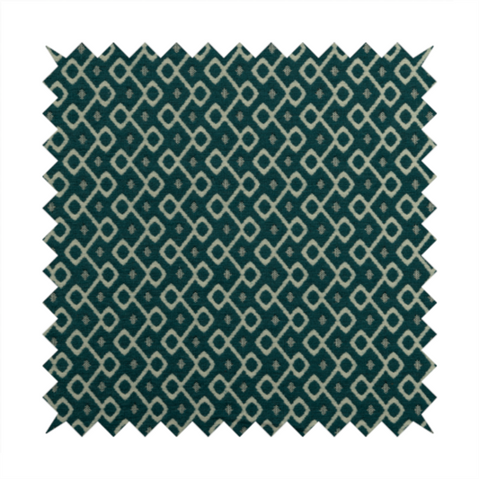 Erum Geometric Patterned Weave Blue Teal Colour Upholstery Fabric CTR-2510