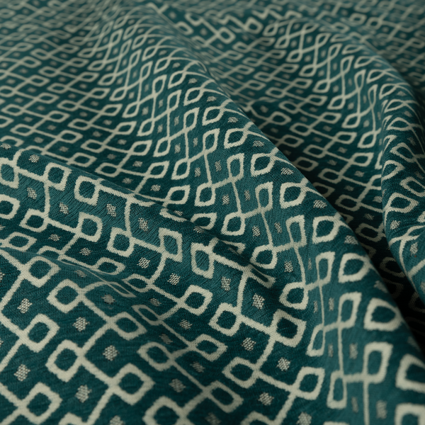 Erum Geometric Patterned Weave Blue Teal Colour Upholstery Fabric CTR-2510 - Roman Blinds