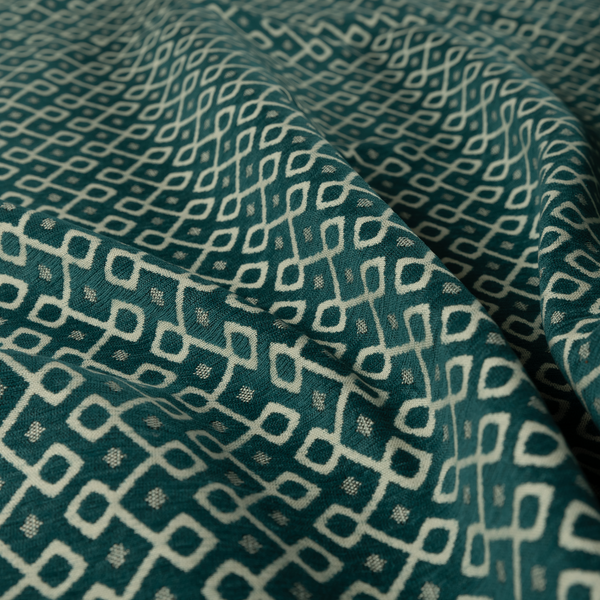 Erum Geometric Patterned Weave Blue Teal Colour Upholstery Fabric CTR-2510 - Made To Measure Curtains