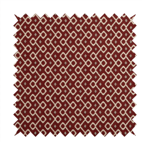 Erum Geometric Patterned Weave Red Colour Upholstery Fabric CTR-2511 - Roman Blinds