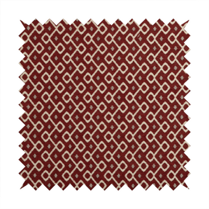 Erum Geometric Patterned Weave Red Colour Upholstery Fabric CTR-2511