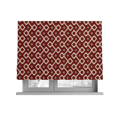 Erum Geometric Patterned Weave Red Colour Upholstery Fabric CTR-2511 - Roman Blinds