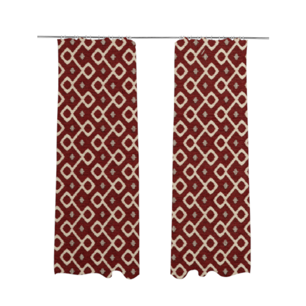 Erum Geometric Patterned Weave Red Colour Upholstery Fabric CTR-2511 - Made To Measure Curtains