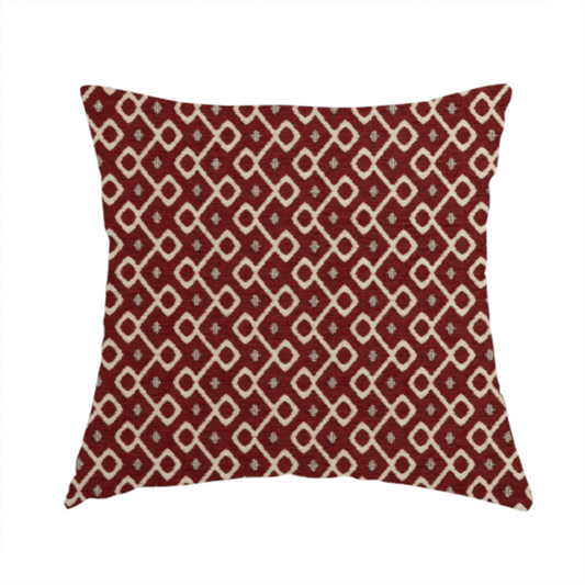 Erum Geometric Patterned Weave Red Colour Upholstery Fabric CTR-2511 - Handmade Cushions