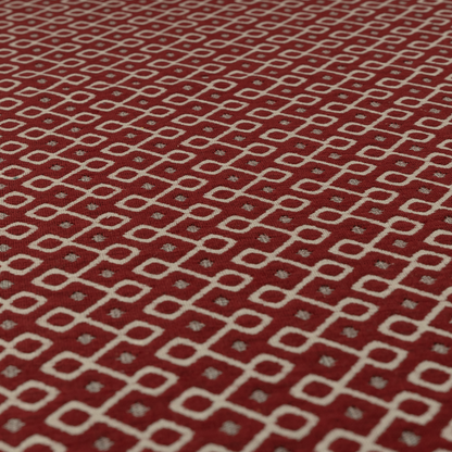 Erum Geometric Patterned Weave Red Colour Upholstery Fabric CTR-2511 - Handmade Cushions