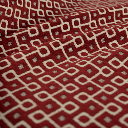 Erum Geometric Patterned Weave Red Colour Upholstery Fabric CTR-2511 - Made To Measure Curtains