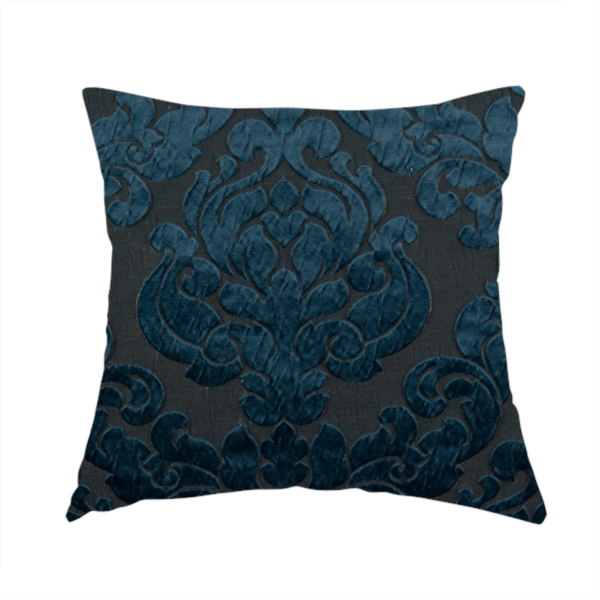 Paradise Damask Pattern In Blue Upholstery Fabric CTR-2512 - Handmade Cushions