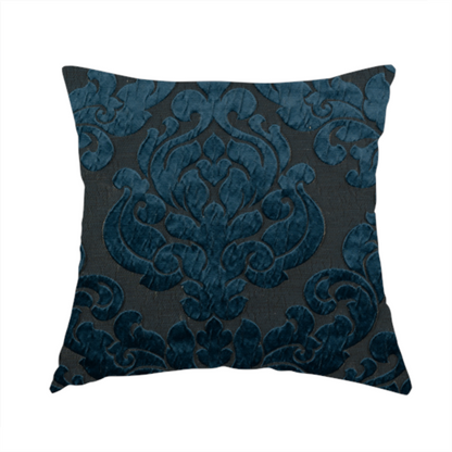 Paradise Damask Pattern In Blue Upholstery Fabric CTR-2512 - Handmade Cushions