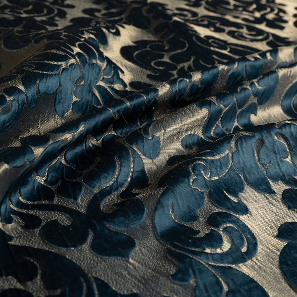 Paradise Damask Pattern In Blue Upholstery Fabric CTR-2512 - Made To Measure Curtains