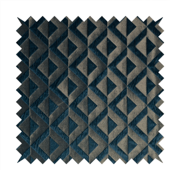 Paradise Geometric Pattern In Blue Upholstery Fabric CTR-2513 - Handmade Cushions
