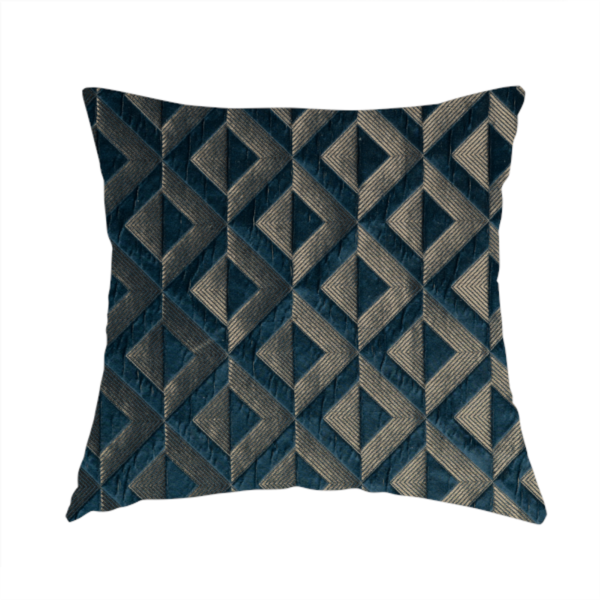 Paradise Geometric Pattern In Blue Upholstery Fabric CTR-2513 - Handmade Cushions