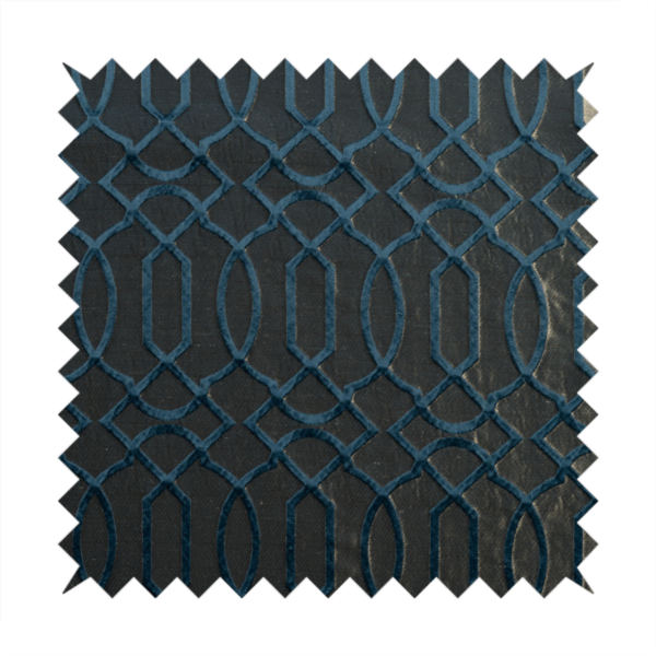 Paradise Trellis Pattern In Blue Upholstery Fabric CTR-2514 - Roman Blinds