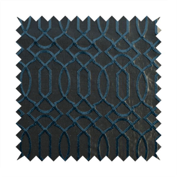 Paradise Trellis Pattern In Blue Upholstery Fabric CTR-2514 - Made To Measure Curtains