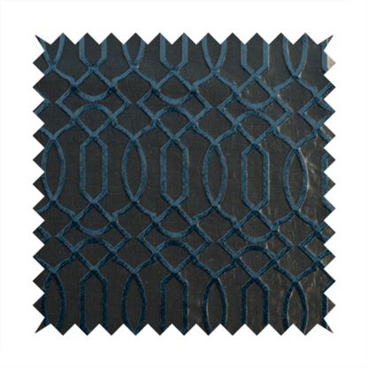 Paradise Trellis Pattern In Blue Upholstery Fabric CTR-2514