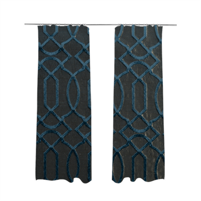 Paradise Trellis Pattern In Blue Upholstery Fabric CTR-2514 - Made To Measure Curtains