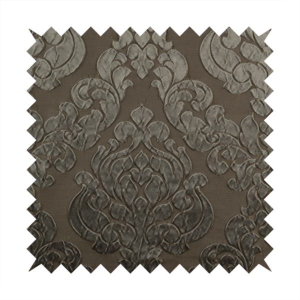 Paradise Damask Pattern In Brown Upholstery Fabric CTR-2515 - Made To Measure Curtains