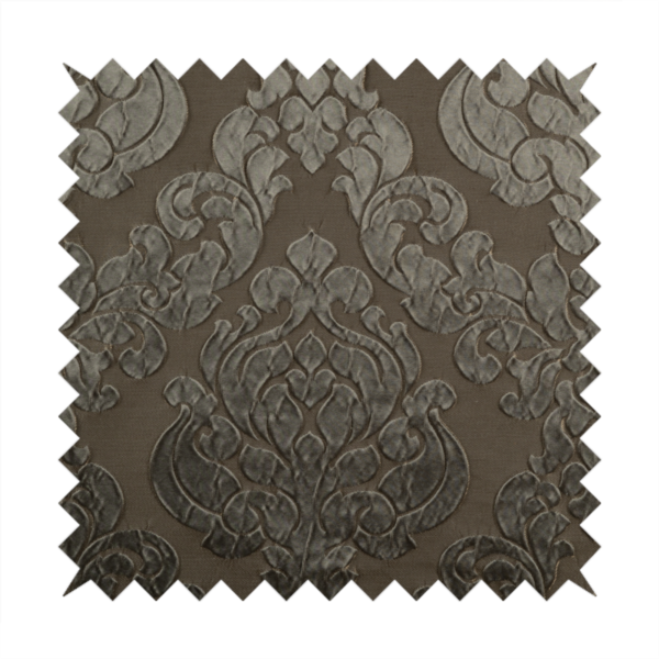 Paradise Damask Pattern In Brown Upholstery Fabric CTR-2515