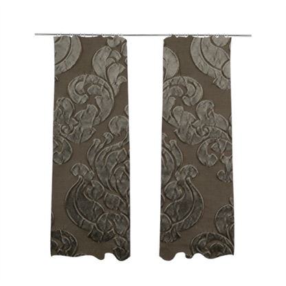 Paradise Damask Pattern In Brown Upholstery Fabric CTR-2515 - Made To Measure Curtains