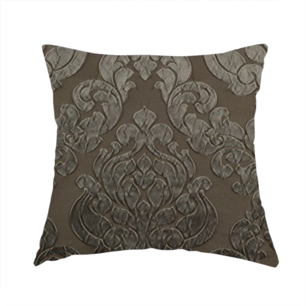 Paradise Damask Pattern In Brown Upholstery Fabric CTR-2515 - Handmade Cushions