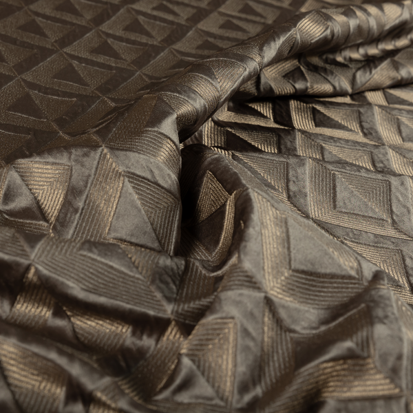 Paradise Geometric Pattern In Brown Upholstery Fabric CTR-2516